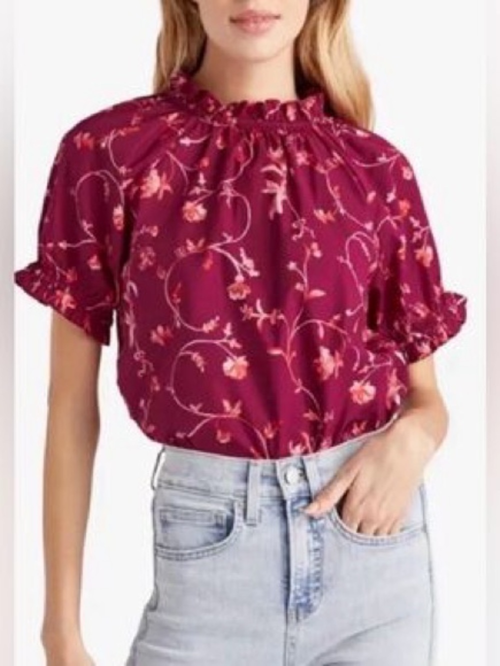Hill House Home Kit top pink floral XS